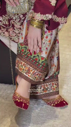 Maroon Silk Embroidered Luxury 2-Piece Suit Unstitch