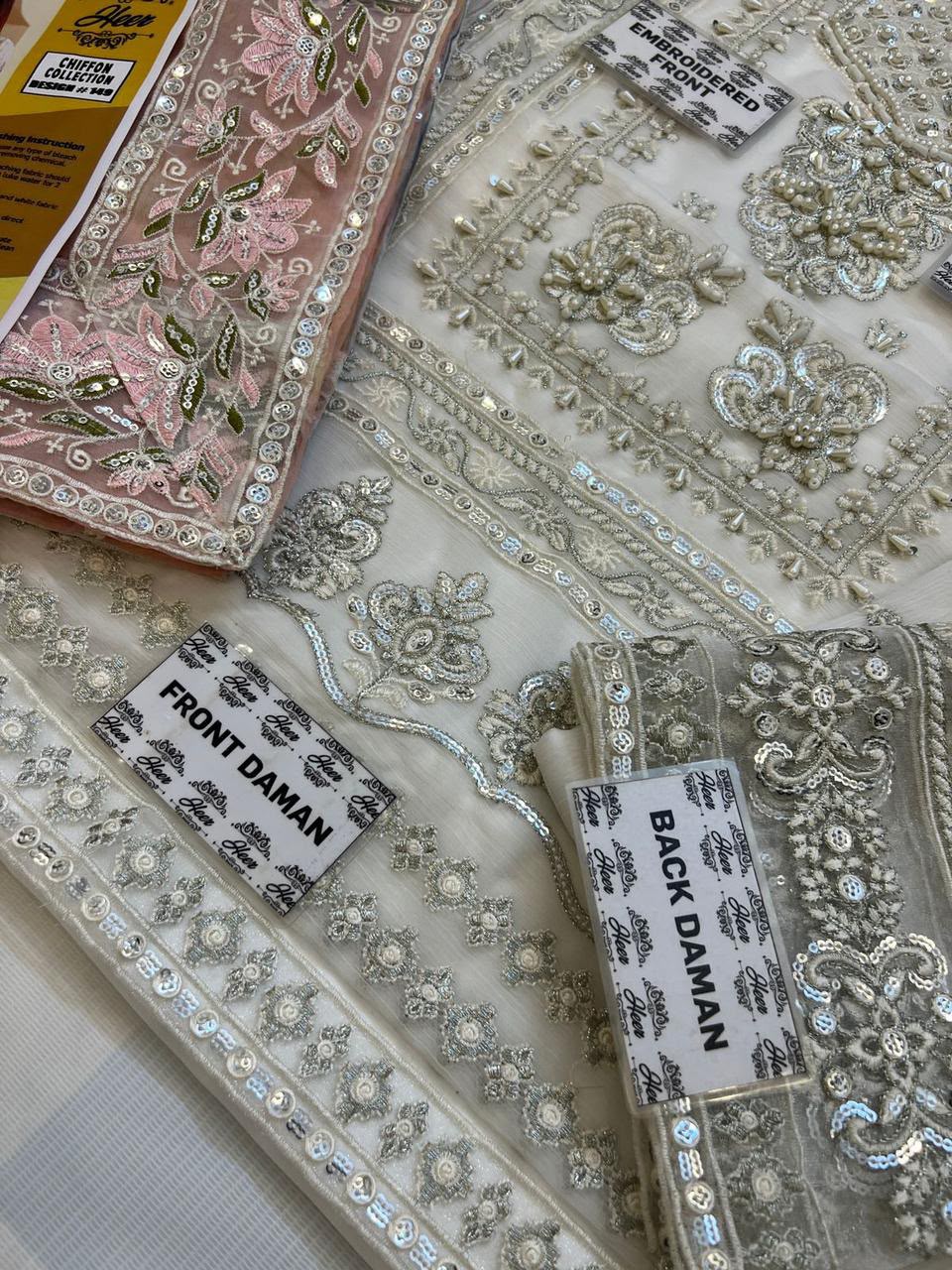 ivory Pearl - Hand Work Embroidered Chiffon 3-Piece Formal Suit